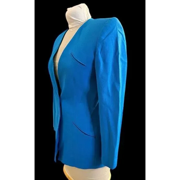 Kasper Vintage Long Blazer Sz. 6 Lined 2-Button Front Wool Career - Picture 4 of 13